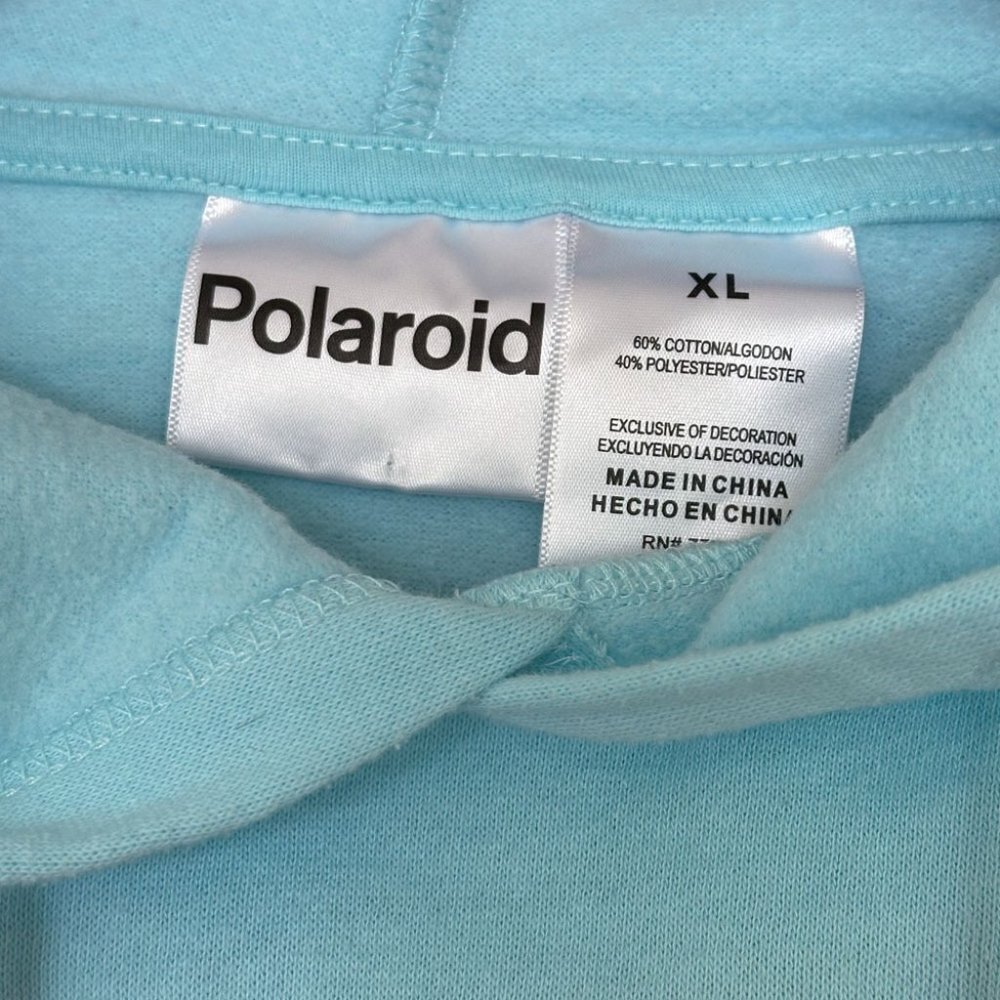 Polaroid Aqua Blue Hoodie Sweatshirt, Size XL - Picture 4 of 4